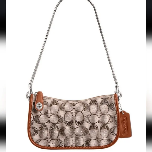 Coach Originals Swinger Crystal Signature Jacquard Chain Shoulder Bag 20 - Picture 11 of 13